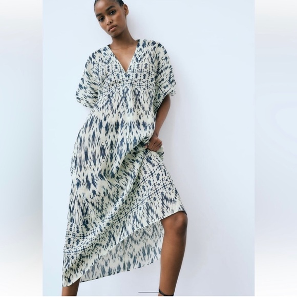 PRINTED RAMIE TUNIC DRESS - Picture 4 of 11